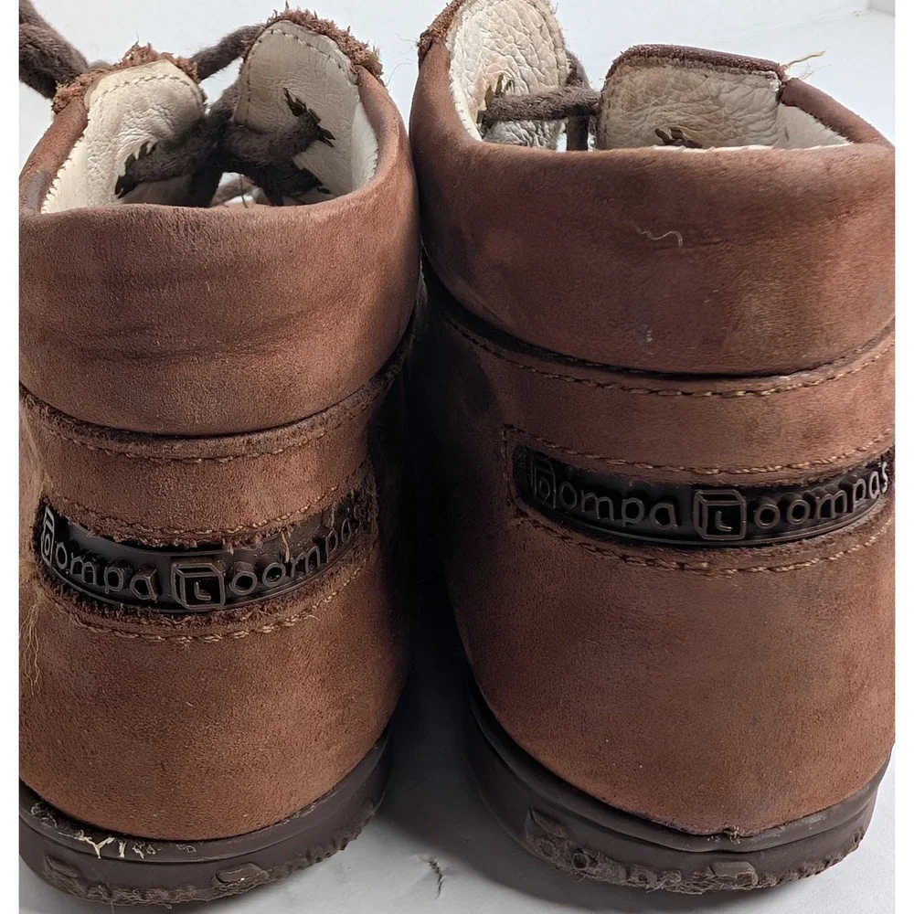 Boompa Toddler Brown Suede Lace Up Shoes Boots Made In Spain Size 7.5